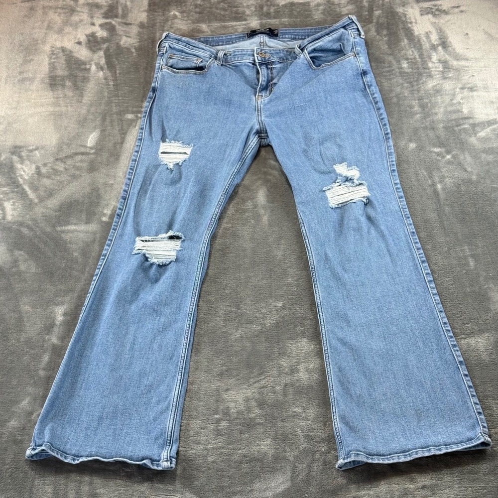 Hollister‎ Soft Stretch Low-Rise Boot Jeans 17R W33 Distressed Mid Rise